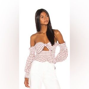Song of Style Nora Top in Taupe Gingham in Small